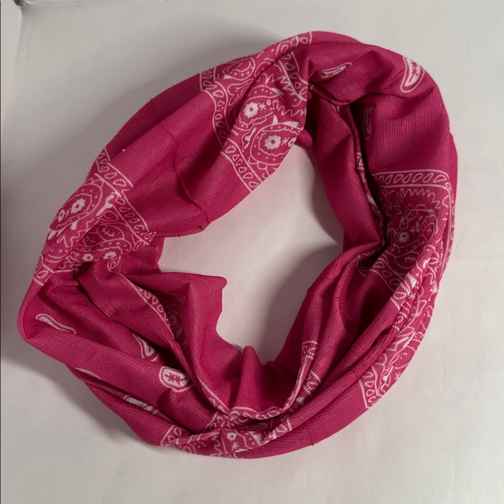 Wide Pink Bandana Pattern Headband - #2052